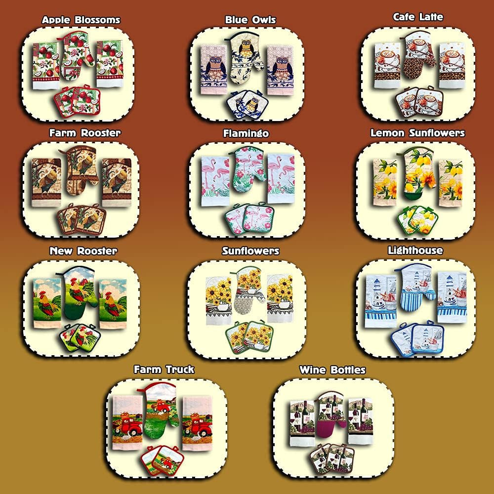 : Bright Sunflower 5-Piece Kitchen Set – 2 Soft Terry Dish Towels and 2 Quilted Potholders & 1 Oven Mitt for Everyday Use