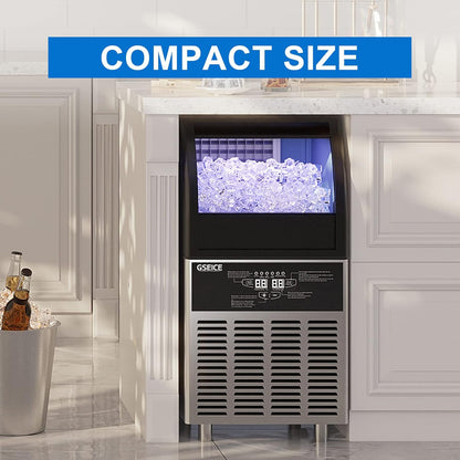 Commercial Ice Maker Machine,90Lbs/24H under Counter Ice Machine with 34Lbs Storage Ice Bin, Stainless Steel Small Ice Maker Ideal for Home Coffee Shop Bars and Restaurant
