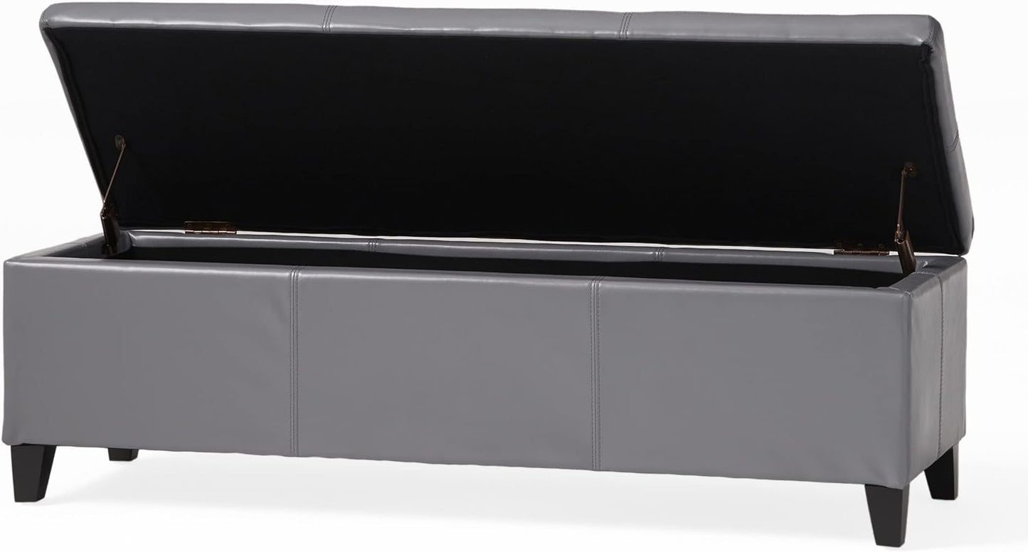 Glouster PU Storage Ottoman, Grey