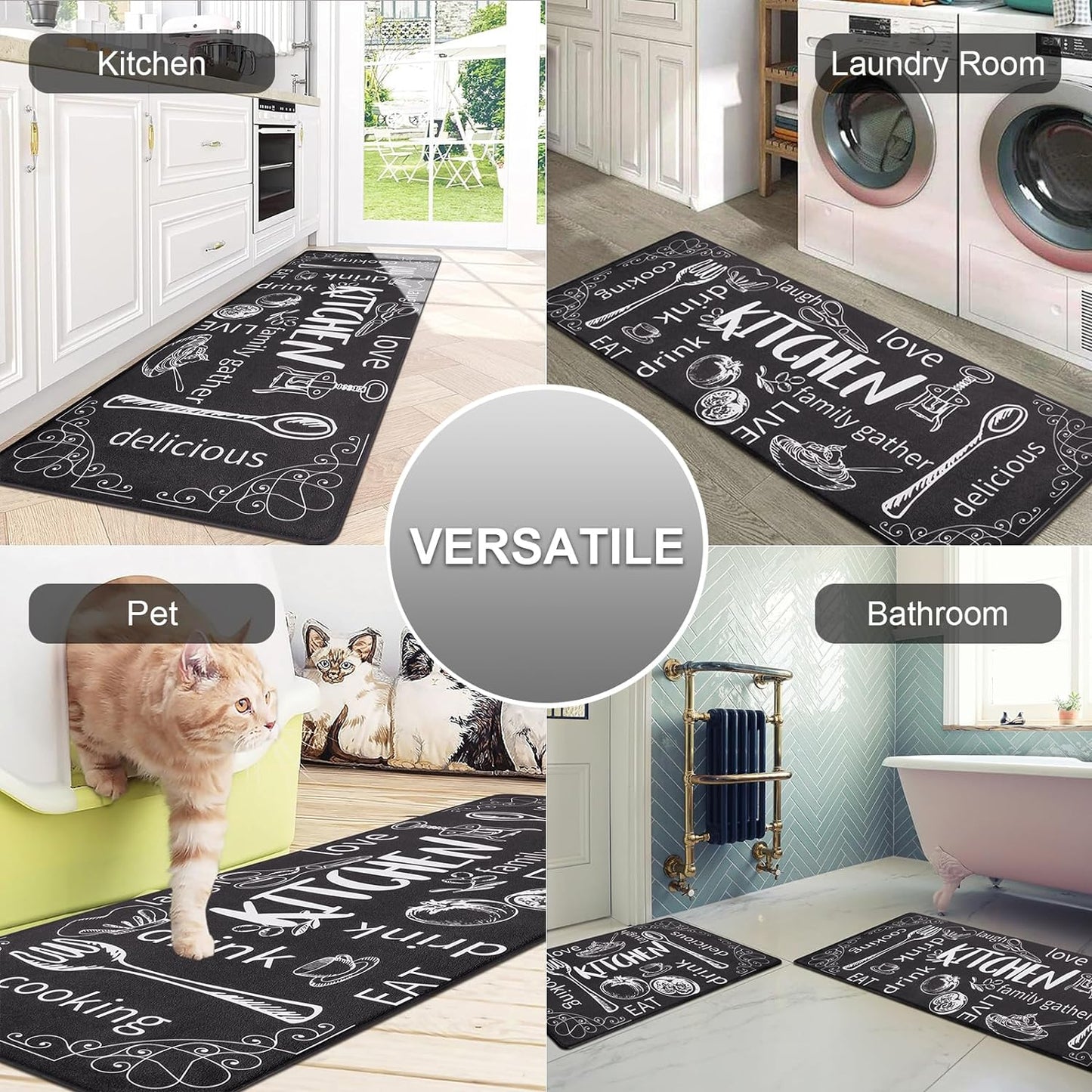 Kitchen Mats for Floor Set of 2 Thick anti Fatigue Mat for Cushioned, Waterproof Non-Slip Rugs Comfort Standing Chef Mat for Kitchen Sink, Laundry Room, Farmhouse Home Decor