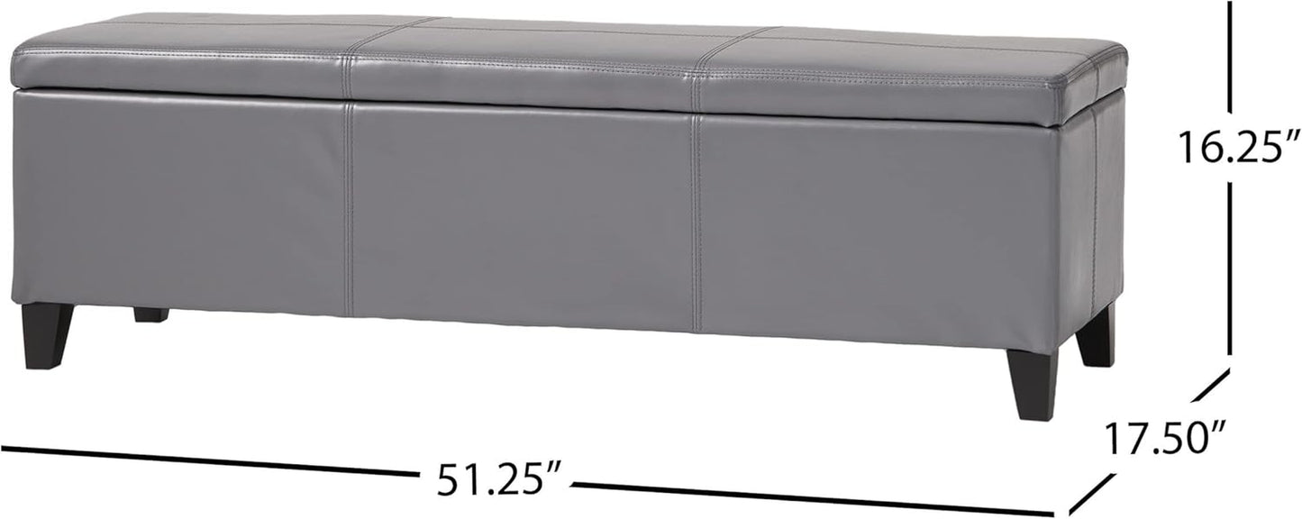 Glouster PU Storage Ottoman, Grey