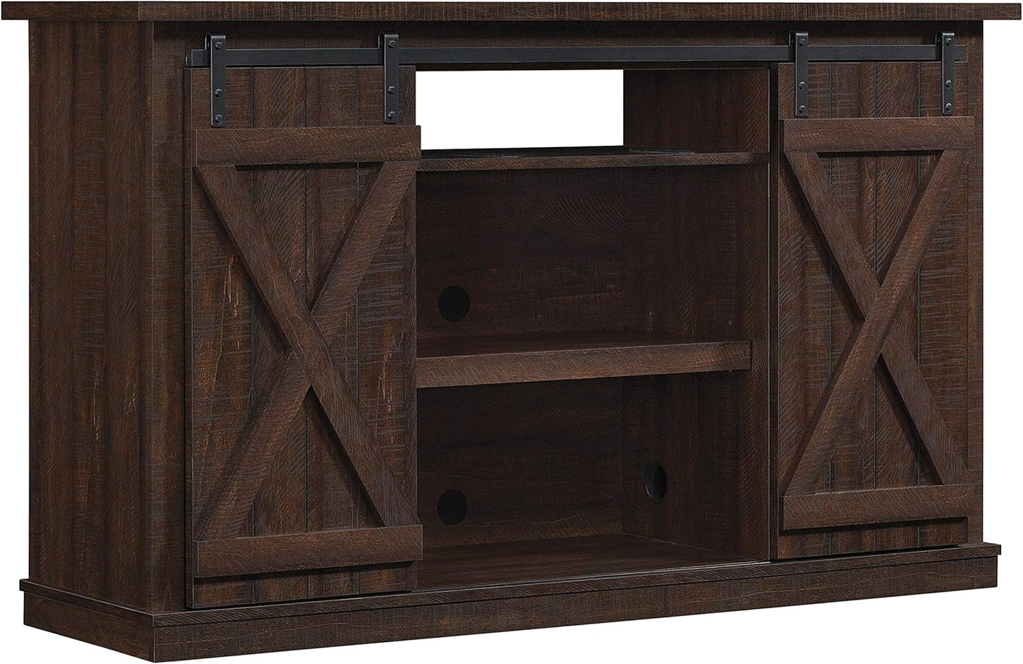 Sliding Barn Door TV Stand, Sawcut Espresso