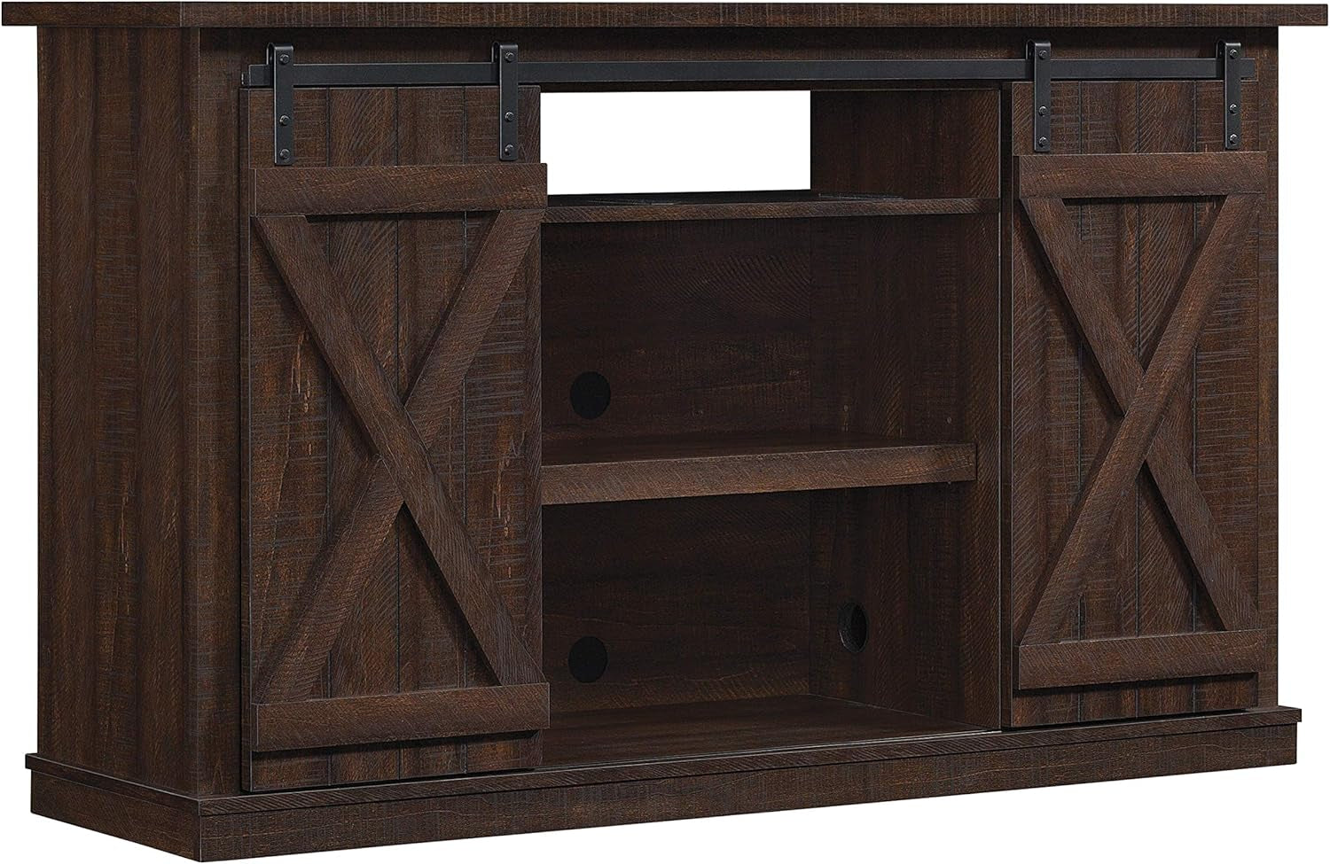 Sliding Barn Door TV Stand, Sawcut Espresso