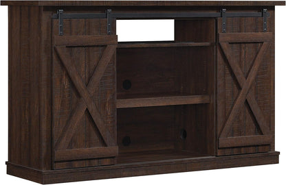 Sliding Barn Door TV Stand, Sawcut Espresso