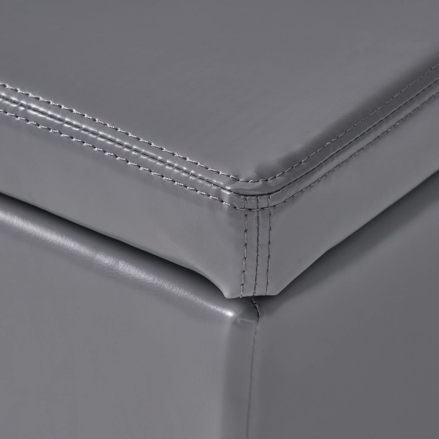 Glouster PU Storage Ottoman, Grey