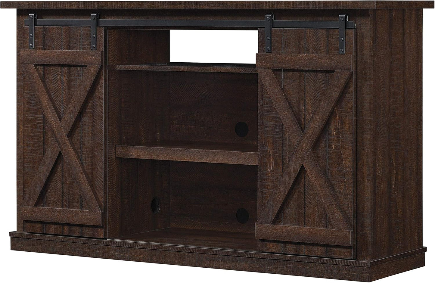 Sliding Barn Door TV Stand, Sawcut Espresso