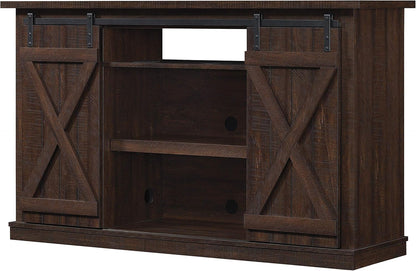 Sliding Barn Door TV Stand, Sawcut Espresso