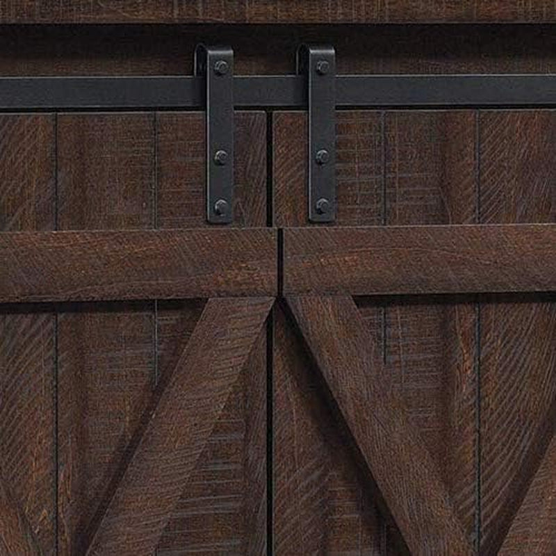 Sliding Barn Door TV Stand, Sawcut Espresso
