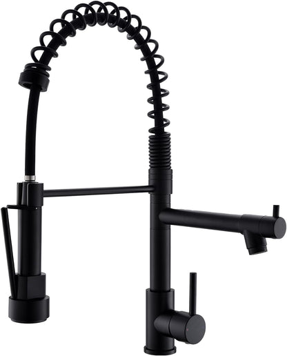 Kitchen Faucet,Kitchen Faucets with Pull down Sprayer  Commercial Style Single Handle Matte Black Kitchen Faucet with Sprayer