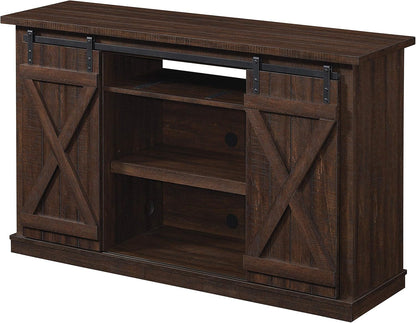 Sliding Barn Door TV Stand, Sawcut Espresso