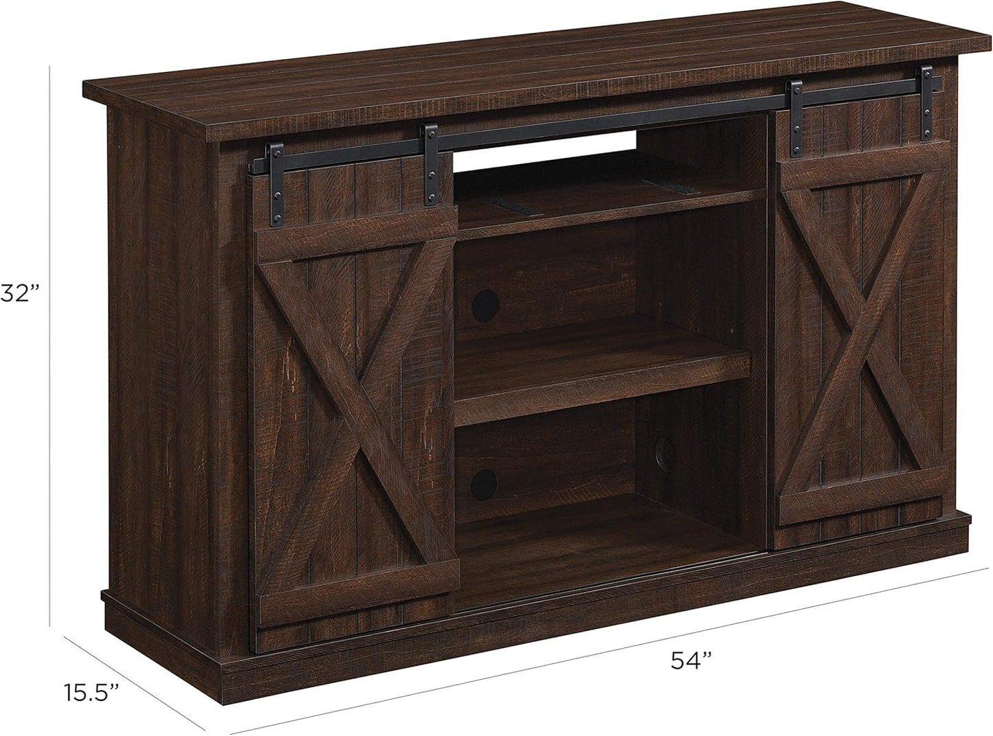 Sliding Barn Door TV Stand, Sawcut Espresso