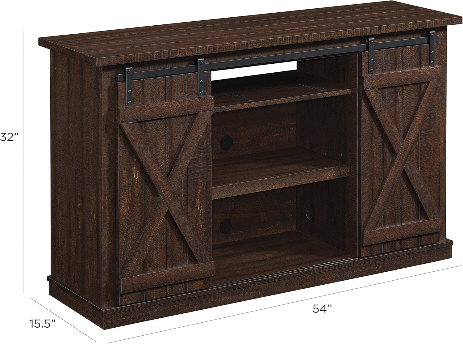 Sliding Barn Door TV Stand, Sawcut Espresso
