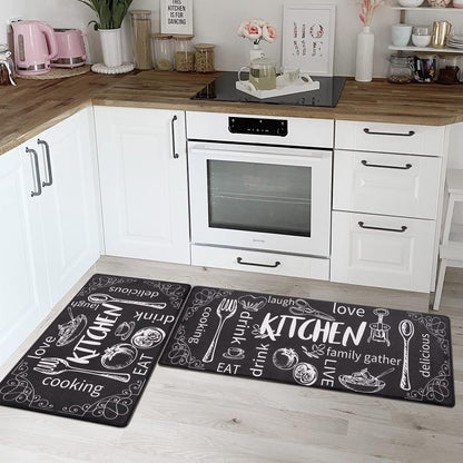 Kitchen Mats for Floor Set of 2 Thick anti Fatigue Mat for Cushioned, Waterproof Non-Slip Rugs Comfort Standing Chef Mat for Kitchen Sink, Laundry Room, Farmhouse Home Decor