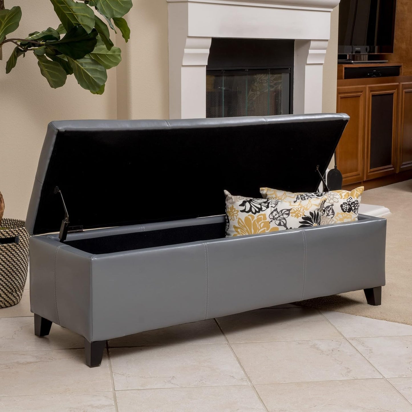 Glouster PU Storage Ottoman, Grey