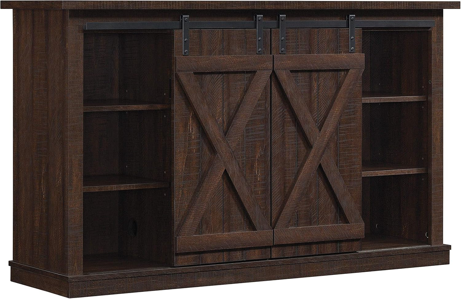 Sliding Barn Door TV Stand, Sawcut Espresso