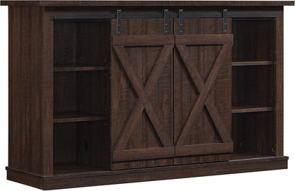 Sliding Barn Door TV Stand, Sawcut Espresso